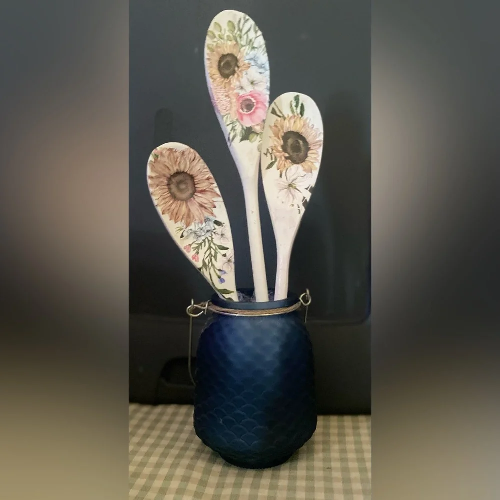 Floral Wooden Spoon Set Handrafted 3 piece🎁
